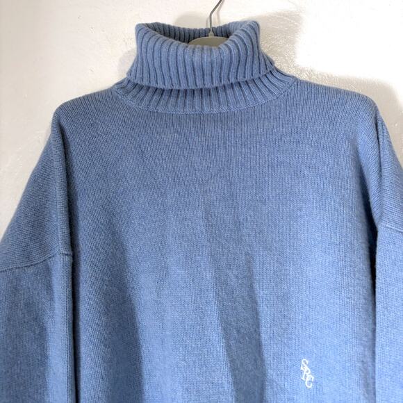 SPORTY & RICH SRC 100% Wool Turtleneck Sweater in Light Blue Size S - Picture 6 of 14